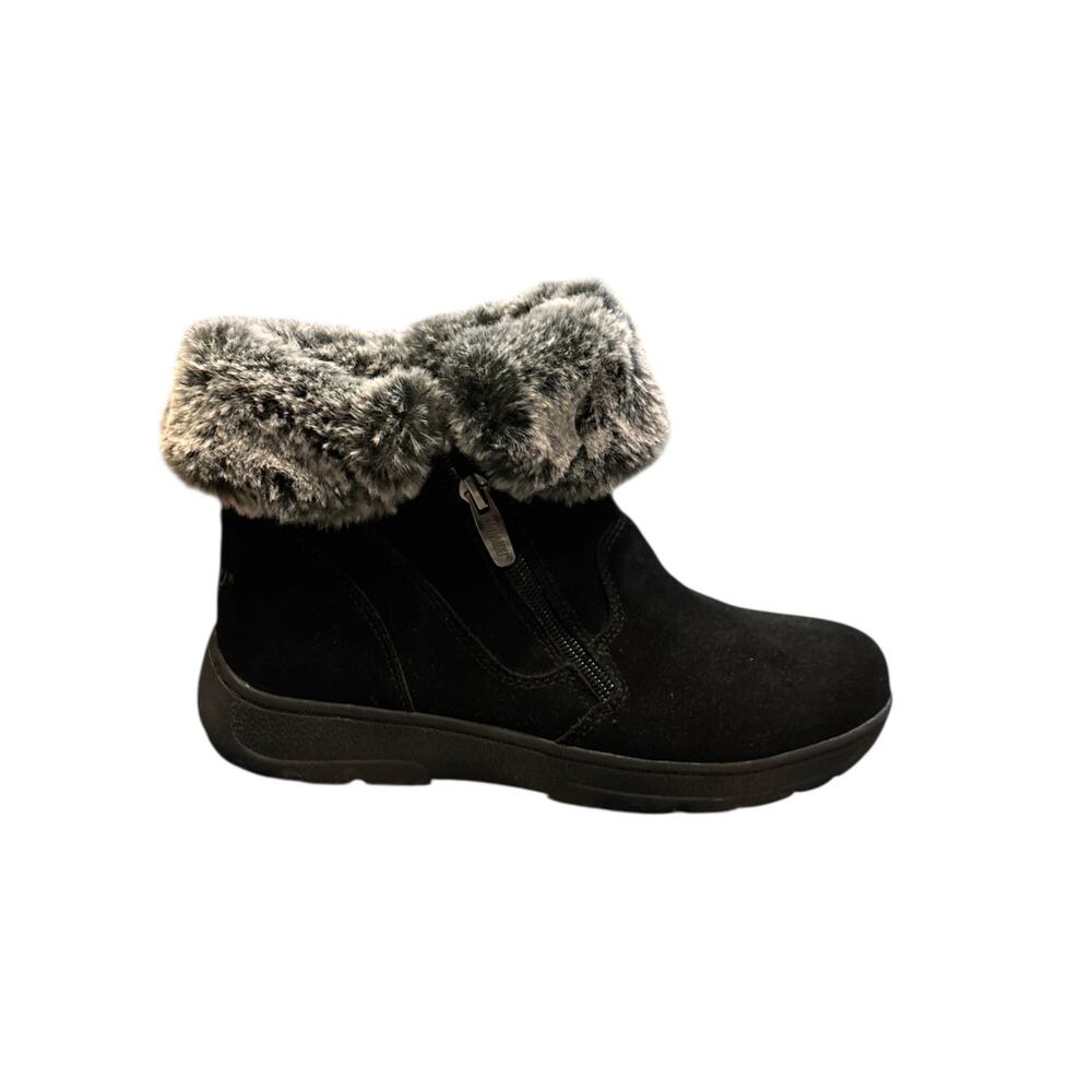Khombu Jessica boots black leather suede with faux fur side zip women’s 7